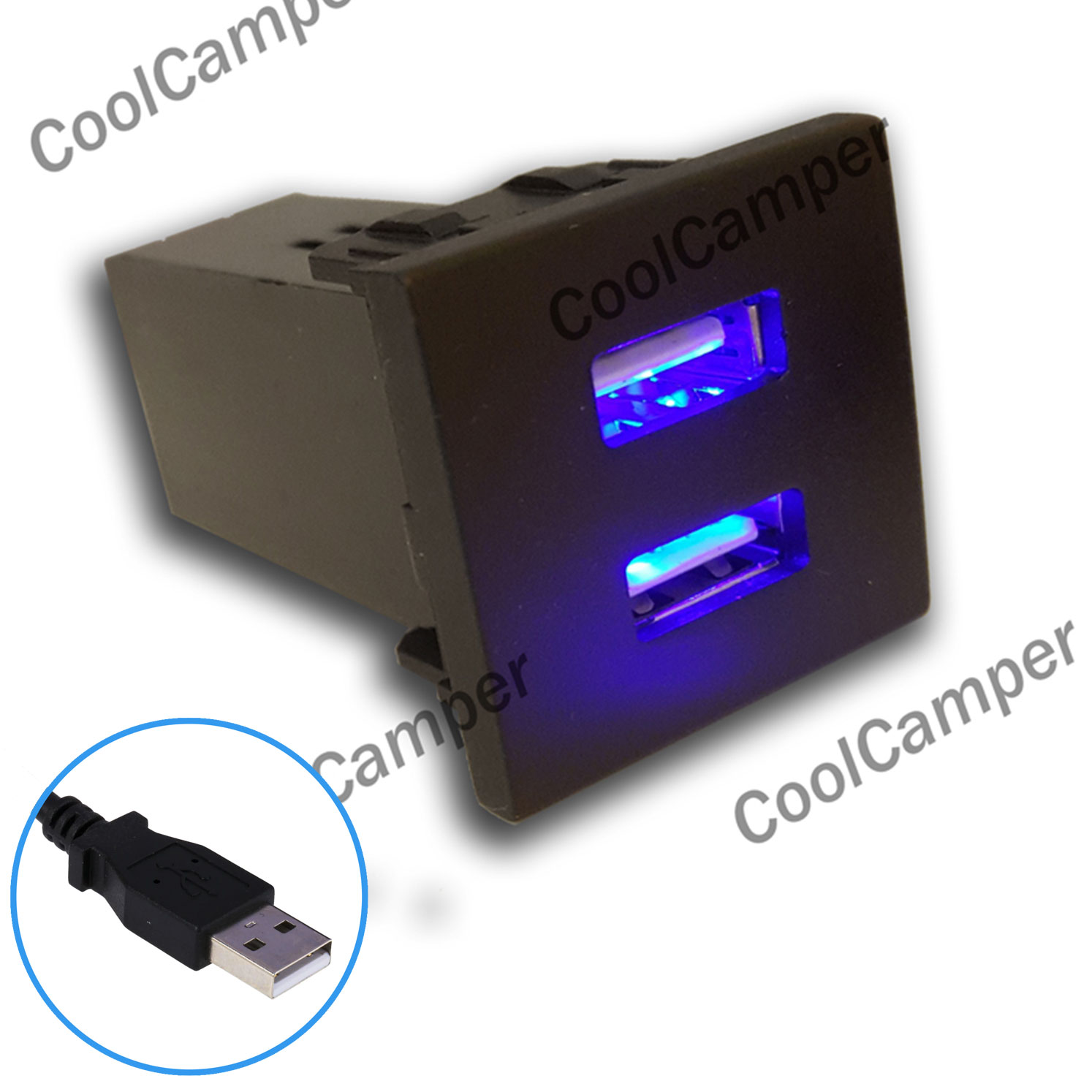 BLUE OEM Style VW T5 DUAL USB PHONE CHARGER with USB Extension (Flat) –  CoolCamper